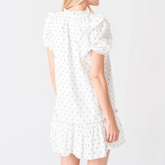 SAYLOR Women's Zella Smocked front Cotton Preppy Minimalist Short Dress XS - Picture 4 of 12